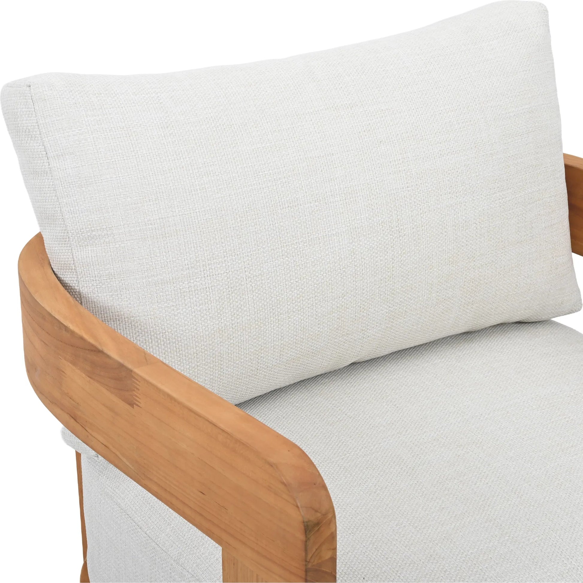 Taylor Teak Patio Chair by HedgeApple Essentials in white, natural teak. Made from teak, olefin, polyurethane foam in a transitional style.