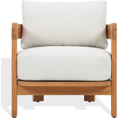 Taylor Teak Patio Chair by HedgeApple Essentials in white, natural teak. Made from teak, olefin, polyurethane foam in a transitional style.