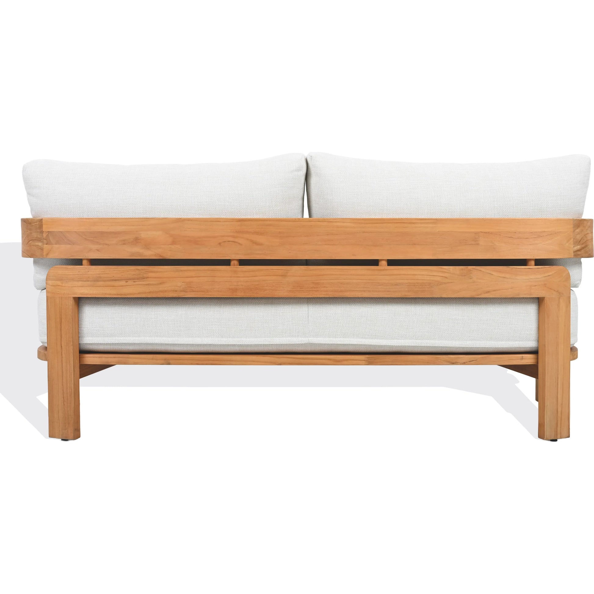 Taylor Teak Patio Sofa by HedgeApple Essentials in white, natural teak. Made from teak, olefin, polyurethane foam in a transitional style.