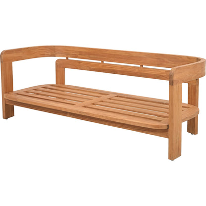 Taylor Teak Patio Sofa by HedgeApple Essentials in white, natural teak. Made from teak, olefin, polyurethane foam in a transitional style.
