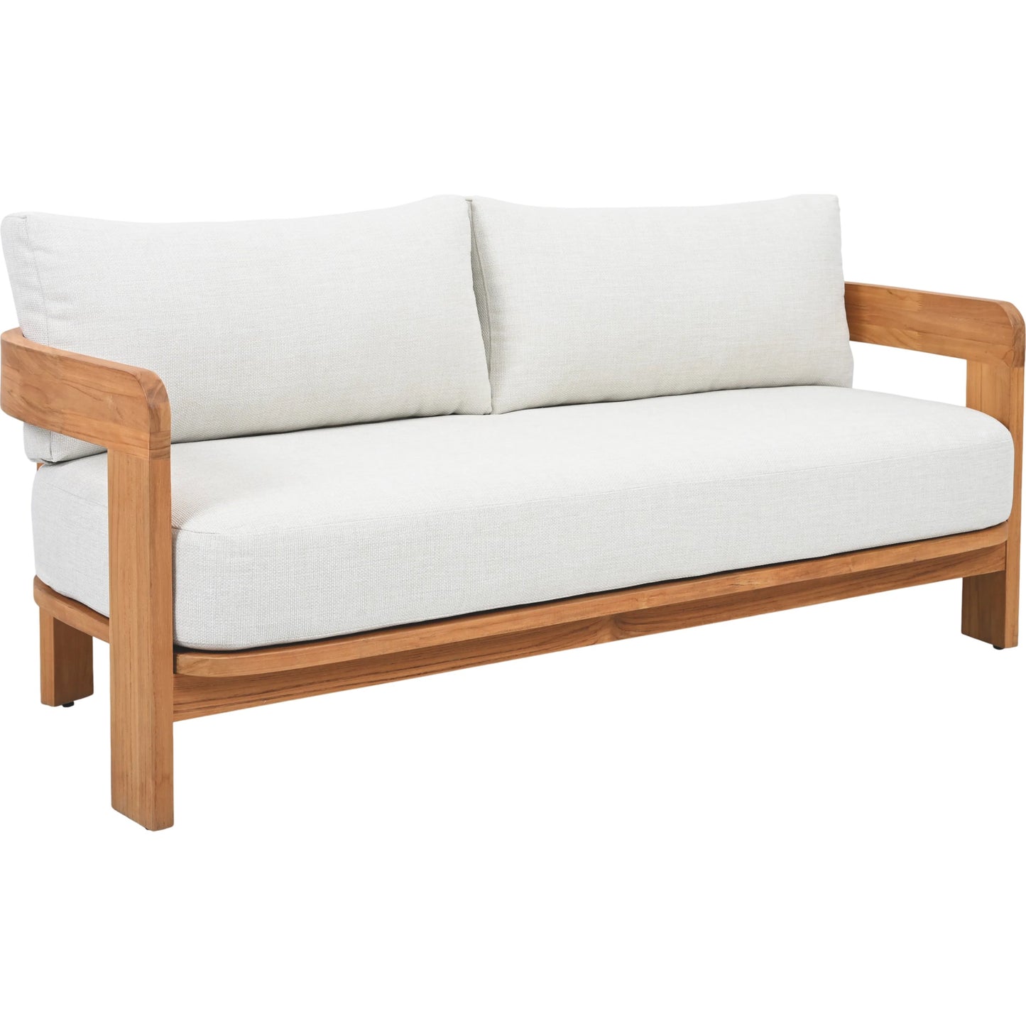 001 SI-2453896 | Primary Silo | Taylor Teak Patio Sofa by HedgeApple Essentials in white, natural teak. Made from teak, olefin, polyurethane foam in a transitional style.