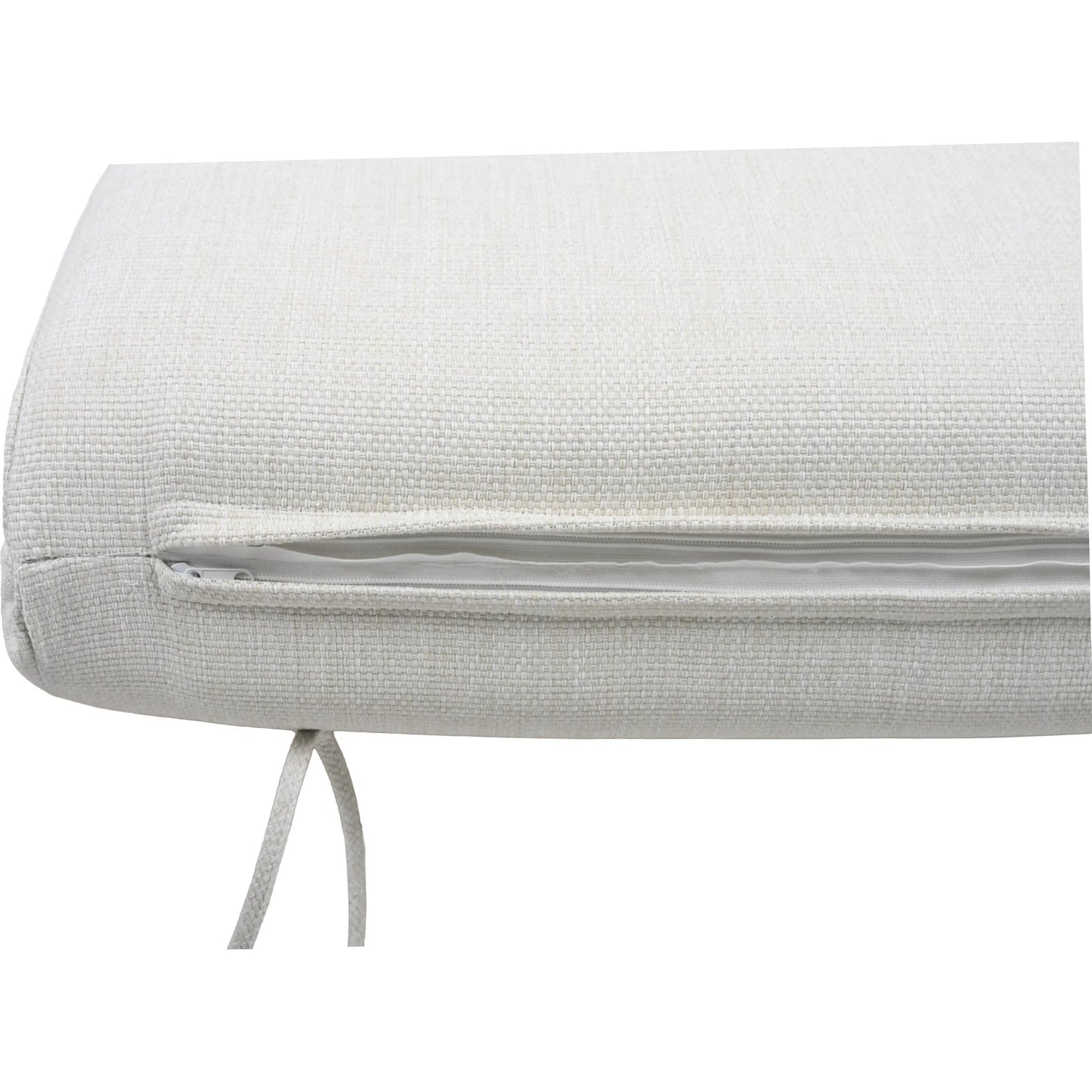 010 SI-2453896 | Closeup | Taylor Teak Patio Sofa by HedgeApple Essentials in white, natural teak. Made from teak, olefin, polyurethane foam in a transitional style.