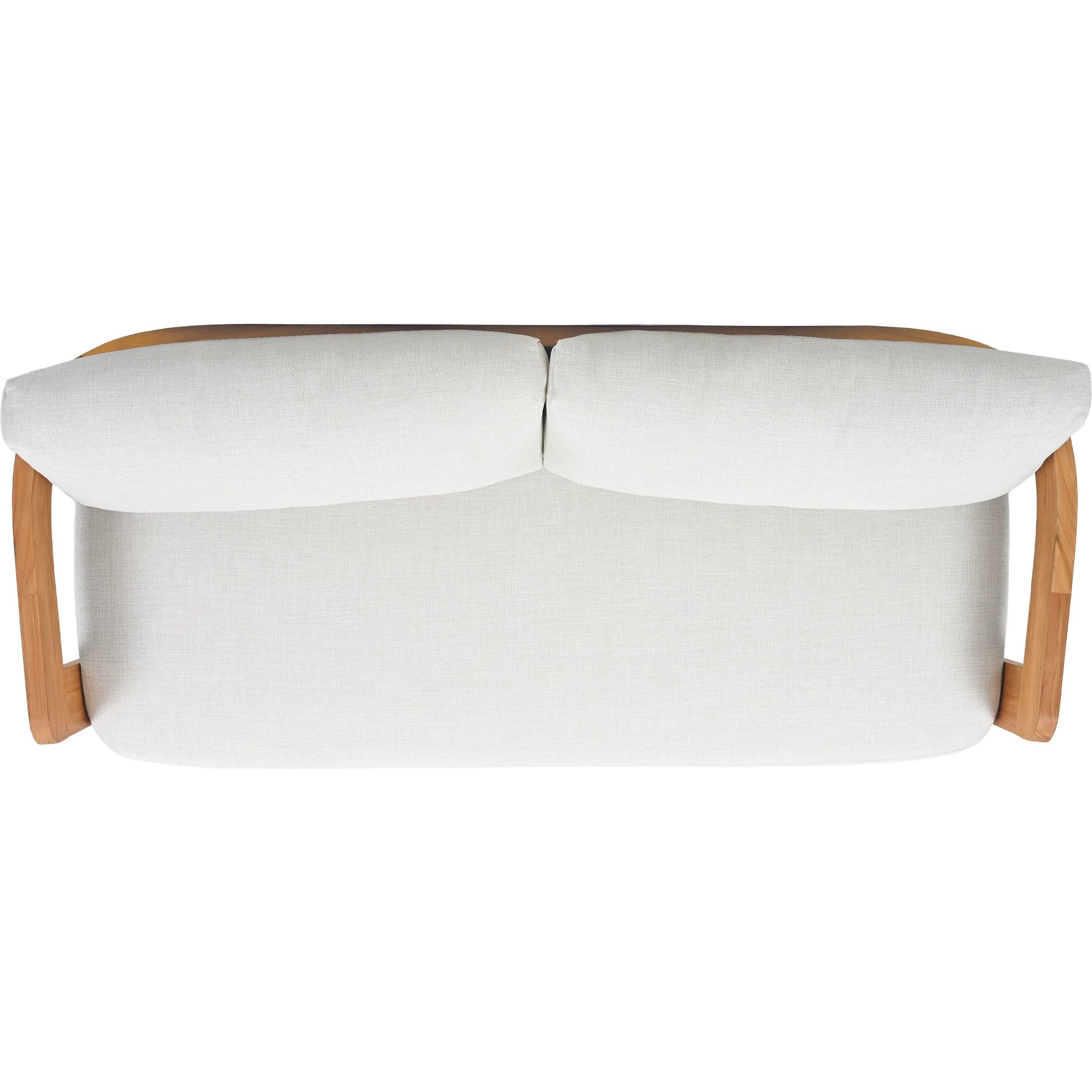 Taylor Teak Patio Sofa by HedgeApple Essentials in white, natural teak. Made from teak, olefin, polyurethane foam in a transitional style.