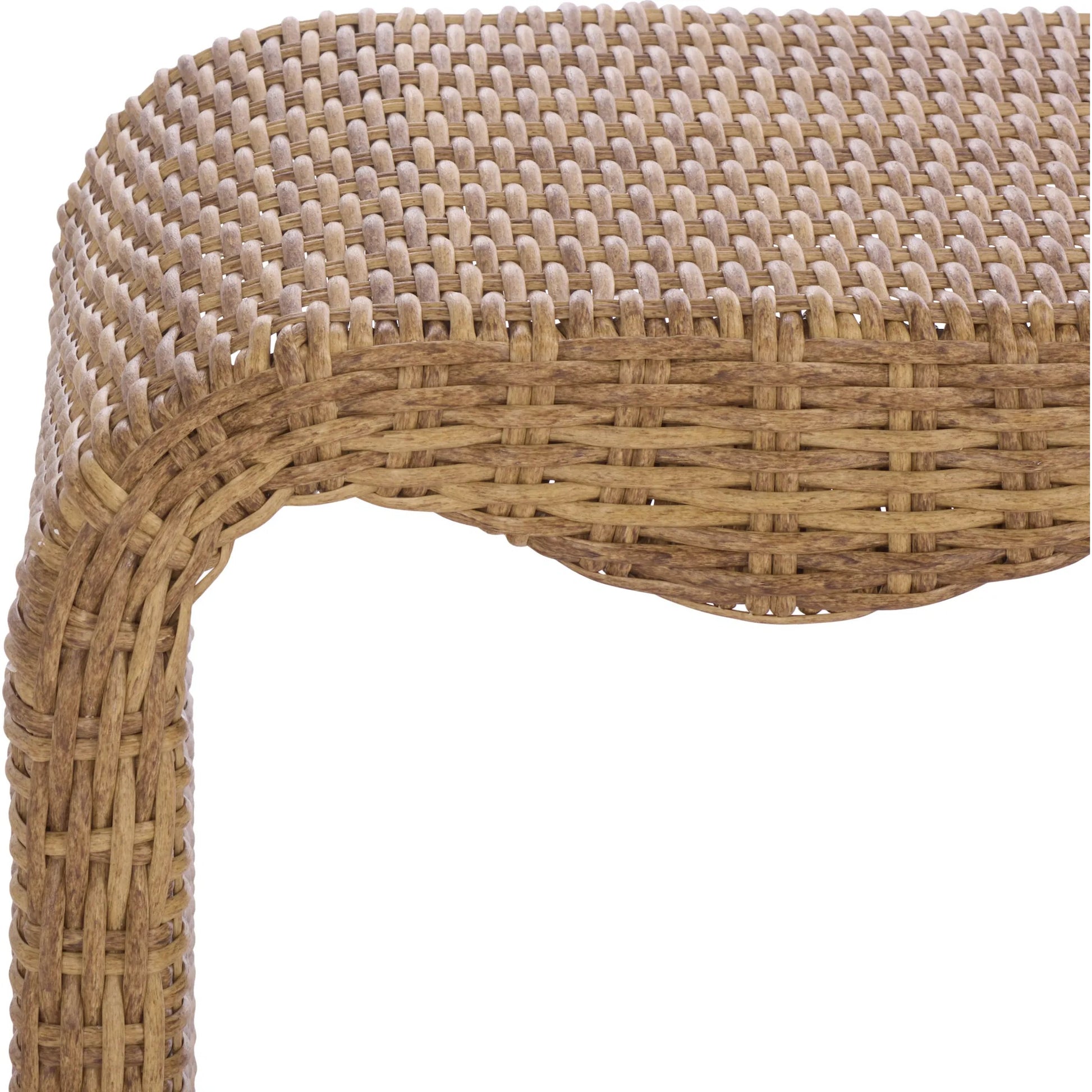Talladega Wicker Bench by HedgeApple Essentials in natural. Made from pe wicker, stainless steel in a rustic style.