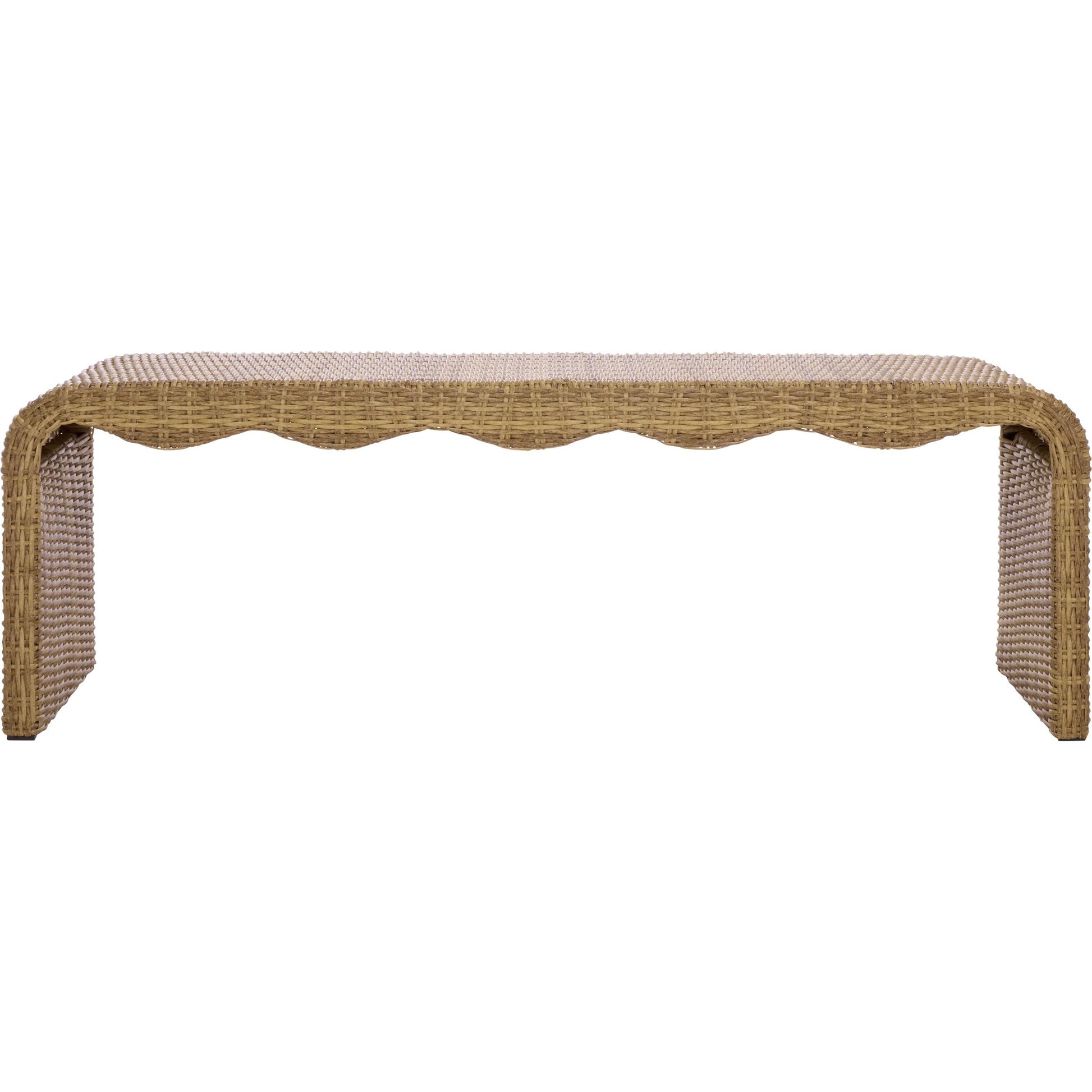 Talladega Wicker Bench by HedgeApple Essentials in natural. Made from pe wicker, stainless steel in a rustic style.