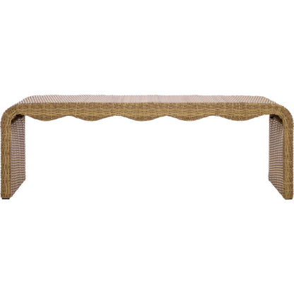 Talladega Wicker Bench by HedgeApple Essentials in natural. Made from pe wicker, stainless steel in a rustic style.