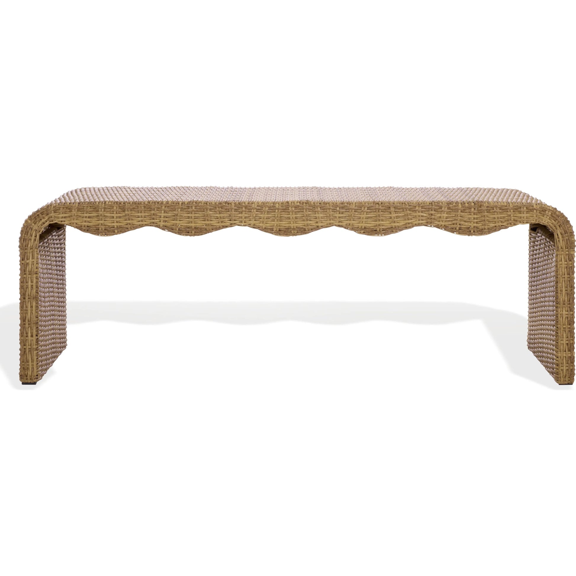 Talladega Wicker Bench by HedgeApple Essentials in natural. Made from pe wicker, stainless steel in a rustic style.