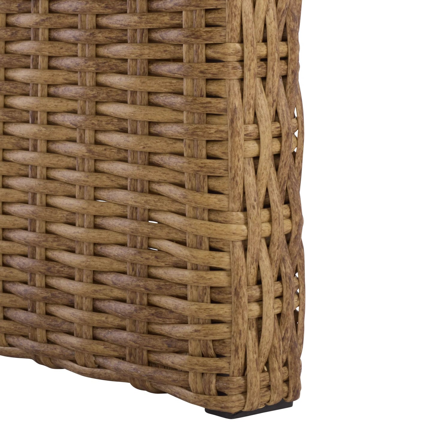 007 SI-2453897 | Closeup | Talladega Wicker Bench by HedgeApple Essentials in natural. Made from pe wicker, stainless steel in a rustic style.