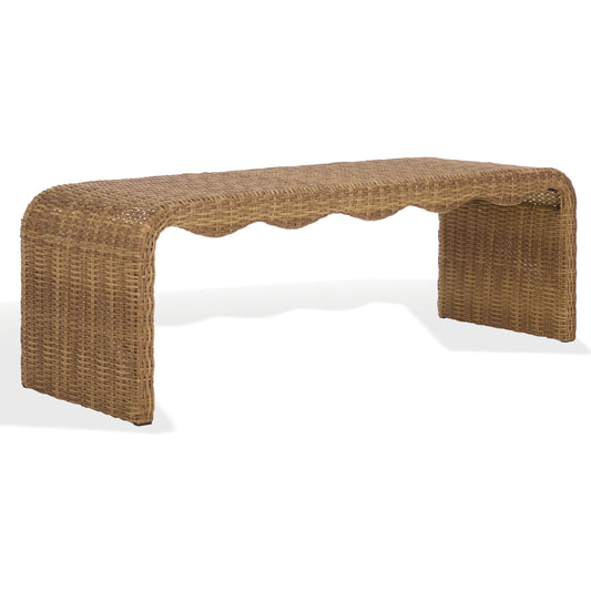 001 SI-2453897 | Primary Silo | Talladega Wicker Bench by HedgeApple Essentials in natural. Made from pe wicker, stainless steel in a rustic style.