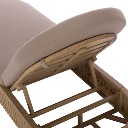 Benewah Sun Lounger by HedgeApple Essentials in natural, brown. Made from eucalyptus wood, iron, spun polyester, polyfiber, fiber padding in a transitional style.