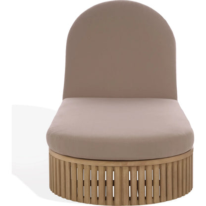 Benewah Sun Lounger by HedgeApple Essentials in natural, brown. Made from eucalyptus wood, iron, spun polyester, polyfiber, fiber padding in a transitional style.