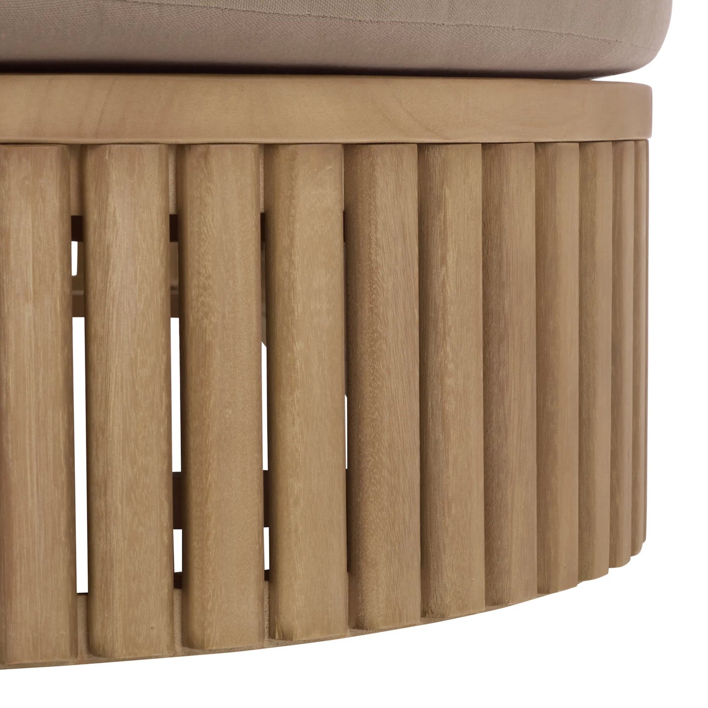 007 SI-2453919 | Closeup | Benewah Sun Lounger by HedgeApple Essentials in natural, brown. Made from eucalyptus wood, iron, spun polyester, polyfiber, fiber padding in a transitional style.