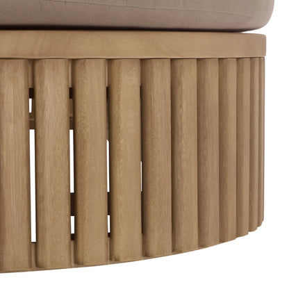 Benewah Sun Lounger by HedgeApple Essentials in natural, brown. Made from eucalyptus wood, iron, spun polyester, polyfiber, fiber padding in a transitional style.
