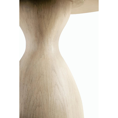 Water Seamount Oak Pedestal Table by Jonathan Charles in beige and bleached oak. Made from oak in a modern style.