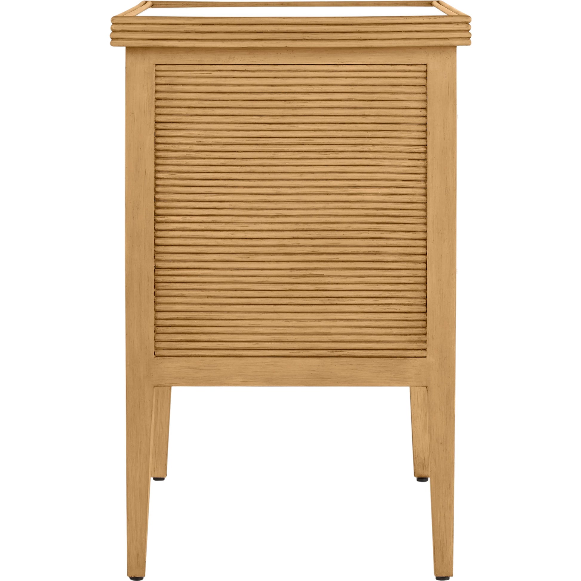 Santos 2-Drawer Chest by Currey and Company. Made from mahogany, rattan, brass, glass in a transitional style.
