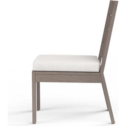 Laguna Outdoor Armless Dining Chair by Sunset West in browns. Made from aluminum in a modern style.