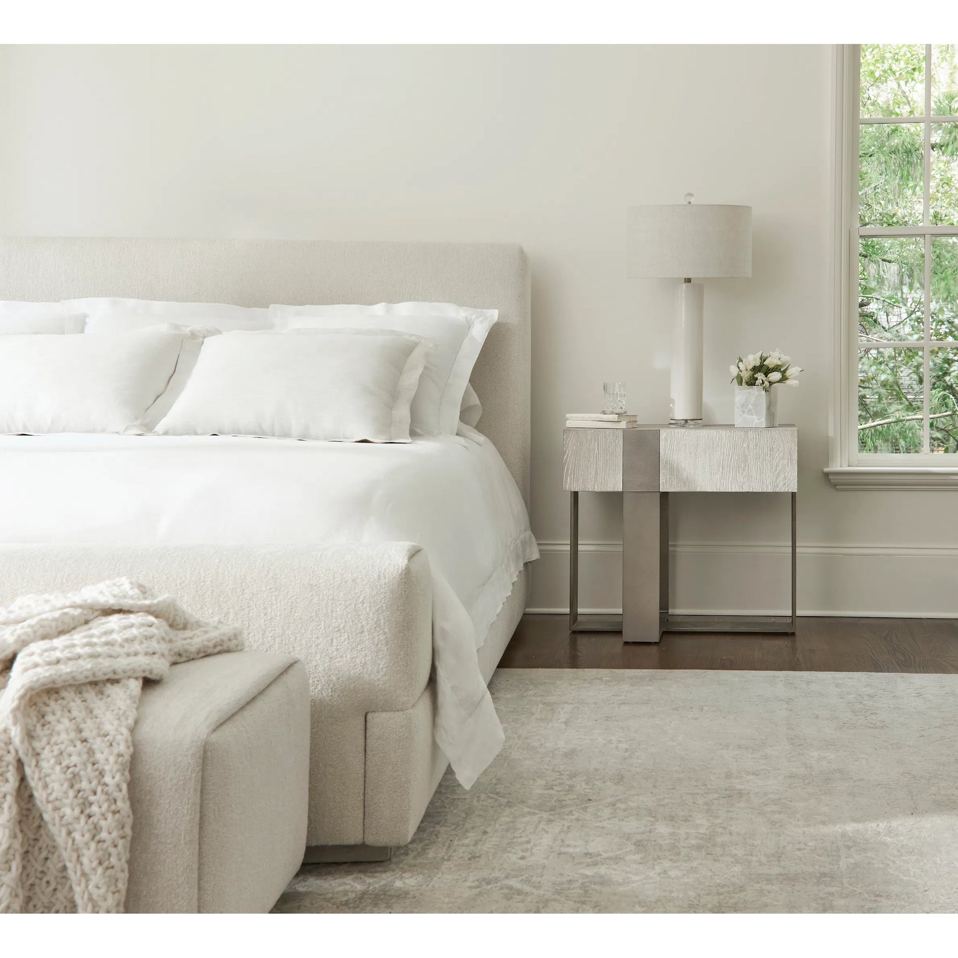 Tempo Nightstand by Bernhardt in beige. Made from wood, metal in a unique style.
