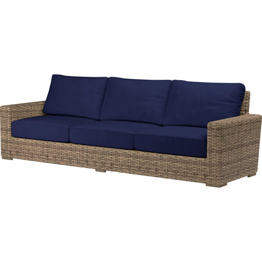 Havana Outdoor Sofa by Sunset West in tobacco. Made from resin wicker in a modern style.