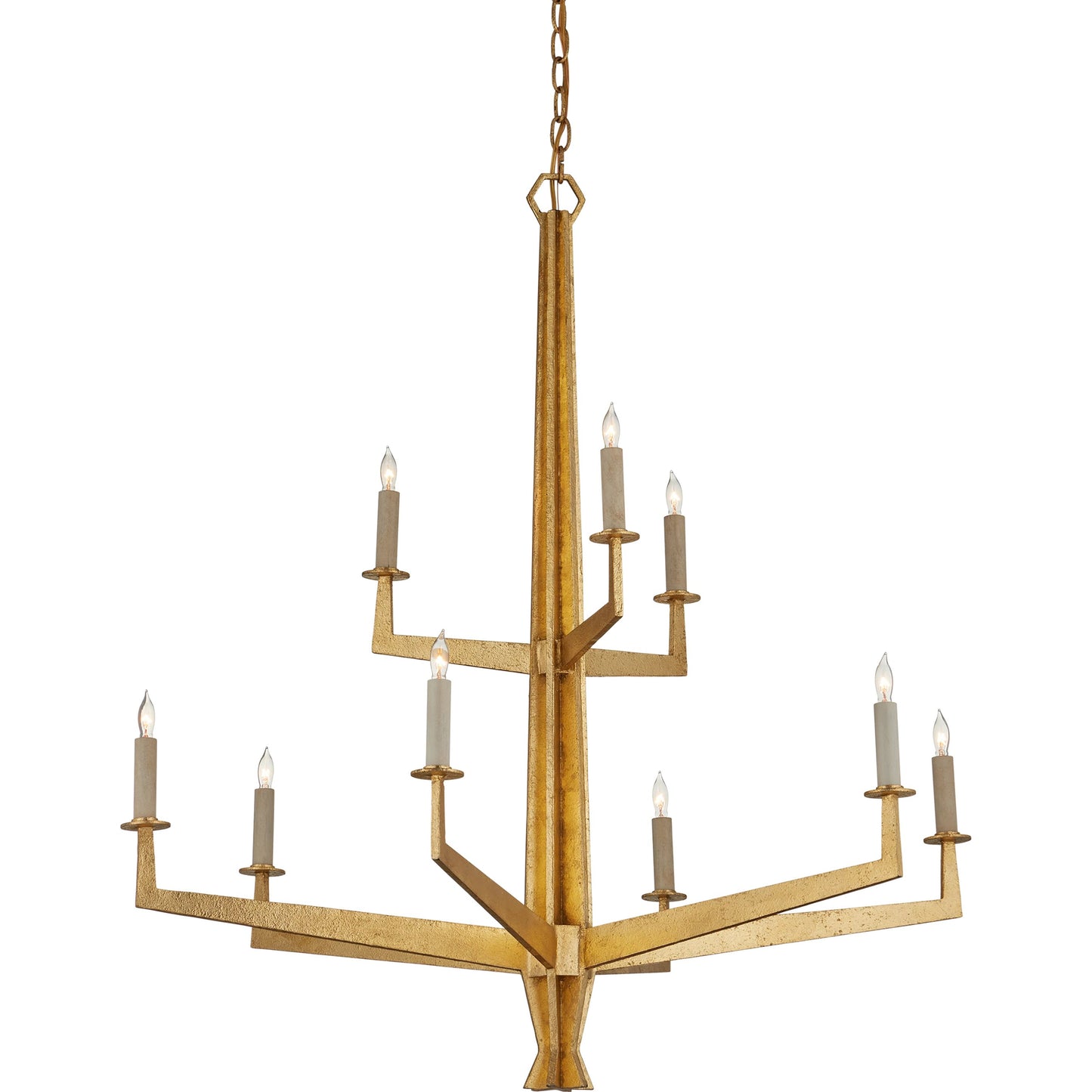 004 SI-2191725 | Additional Silo | Goldfinch Chandelier by Currey and Company in washed lucerne gold. Made from wrought iron in a modern style.