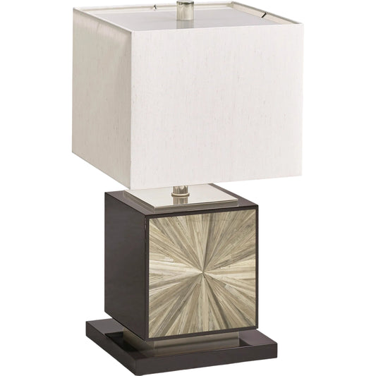 Terra Cube Table Lamp by Jonathan Charles in natural straw. Made from main straw in a unique style.