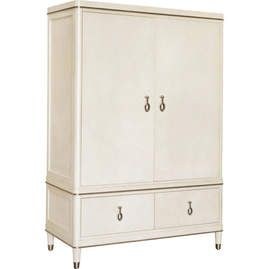 Grace Armoire with Storage Drawers by Pulaski Furniture in opulent opal. Made from quartered ash wood veneers in a unique style.