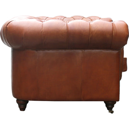 Paris Club Chester Bay Chair by Pasargad Home in brown. Made from leather in a transitional style.