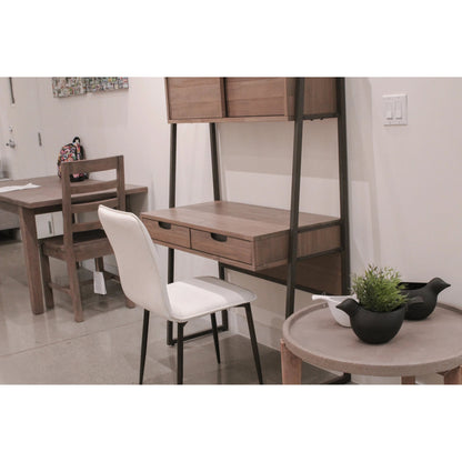 Luca Dining Chair by LH Imports in fox white and black. Made from iron, pu leather, foam, dacron in a modern style.