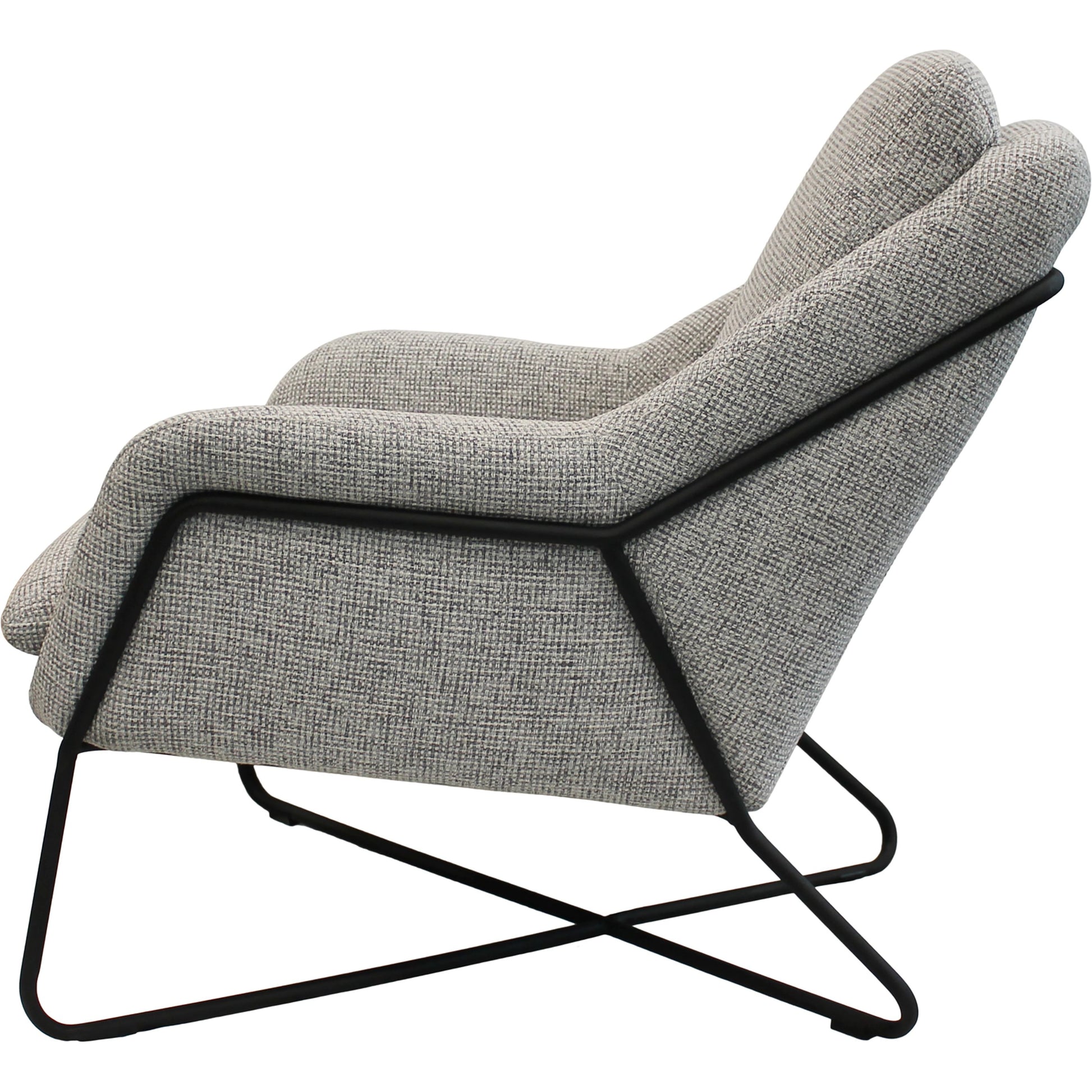 Romeo Lounge Chair by LH Imports in dark grey velvet and gunmetal. Made from metal, polyester in a modern style.