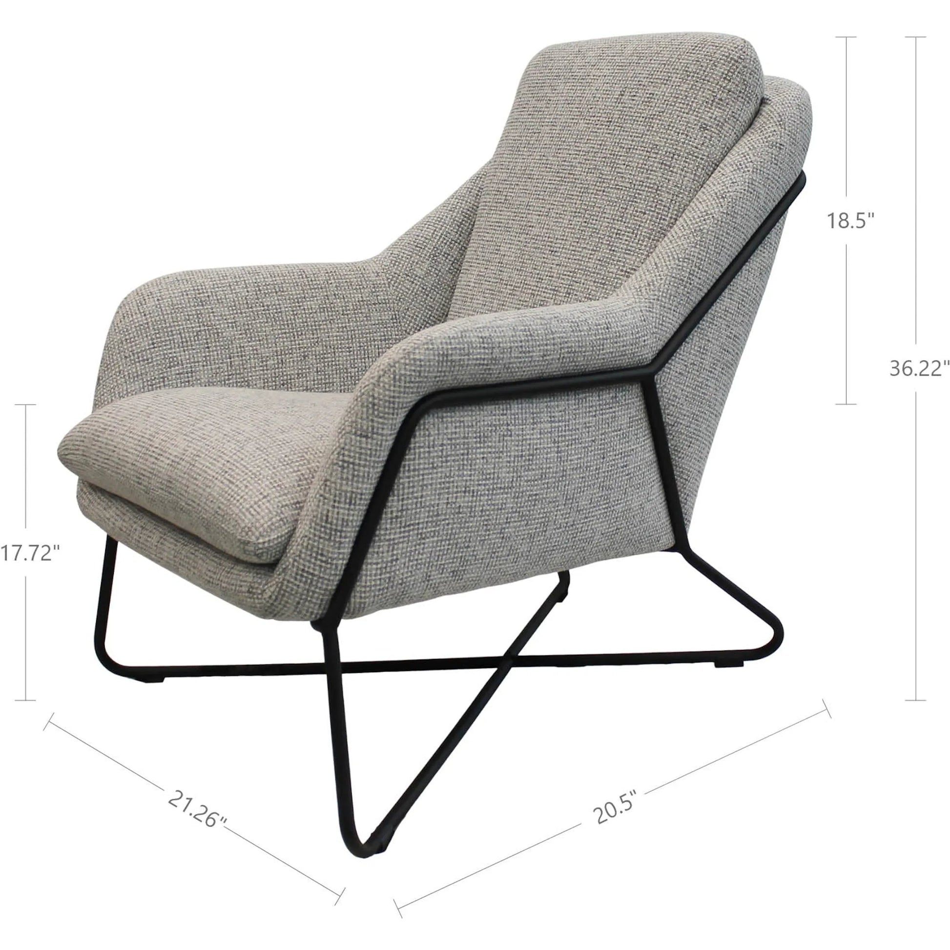 Romeo Lounge Chair by LH Imports in dark grey velvet and gunmetal. Made from metal, polyester in a modern style.