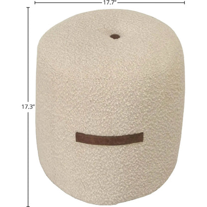 Cushy Ottoman by LH Imports in boucle cream. Made from foam, plywood, fabric, pu leather in a transitional style.