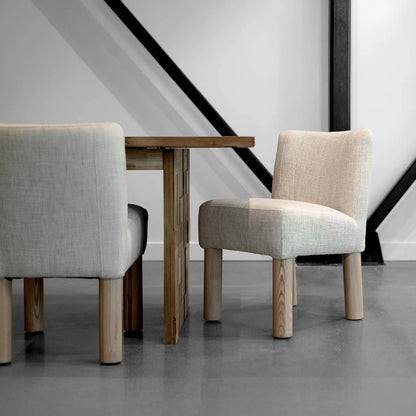 Destiny Dining Chair (Set of 2) by LH Imports in natural oak. Made from 18% viscose 82% polyester fabric, d30 & d35 foam, pine and plywood, natural solid oak wood in a transitional style.