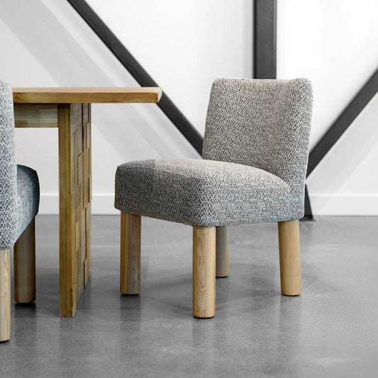 Destiny Dining Chair (Set of 2) by LH Imports in natural oak. Made from 18% viscose 82% polyester fabric, d30 & d35 foam, pine and plywood, natural solid oak wood in a unique style.