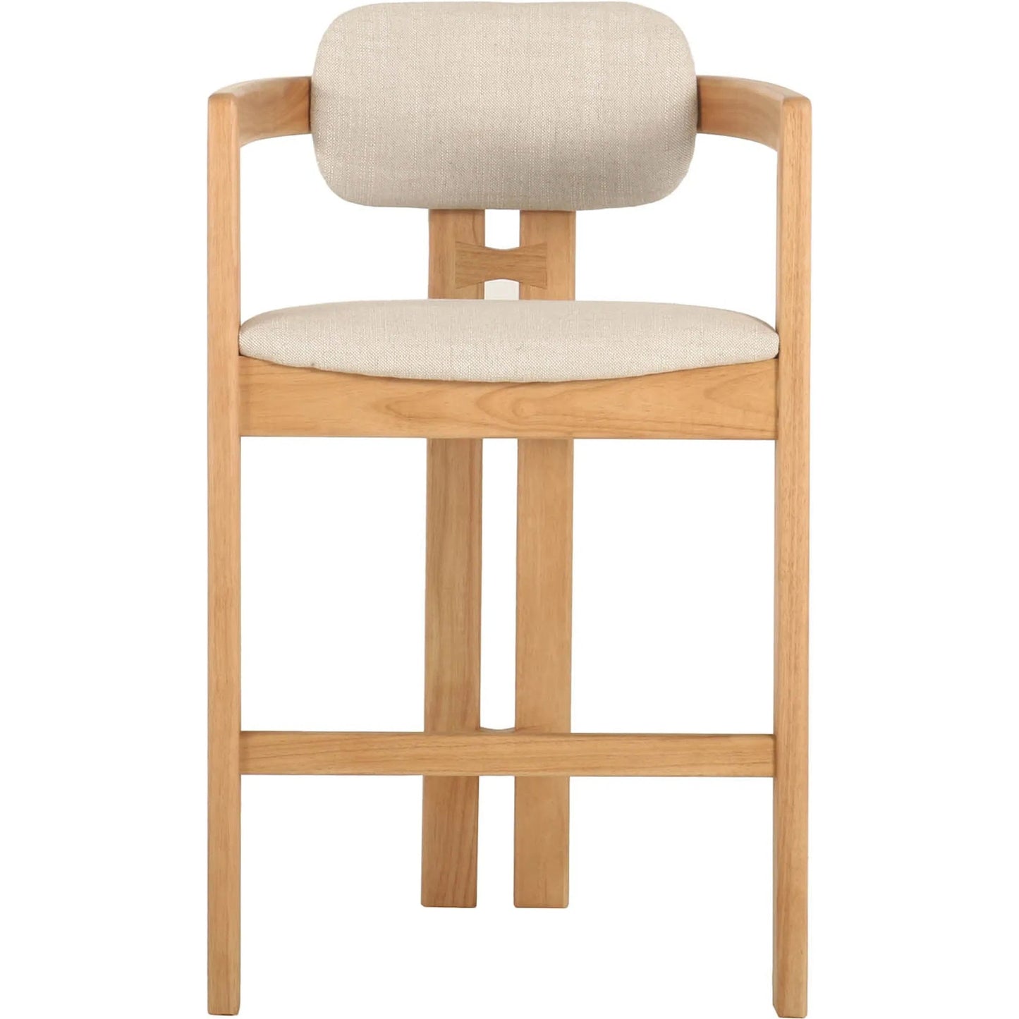 006 SI-2325003 | Primary Silo | Monterrey Counter Stool by LH Imports in cream tweed and natural. Made from rubberwood, polyester, foam, dacron in a transitional style.