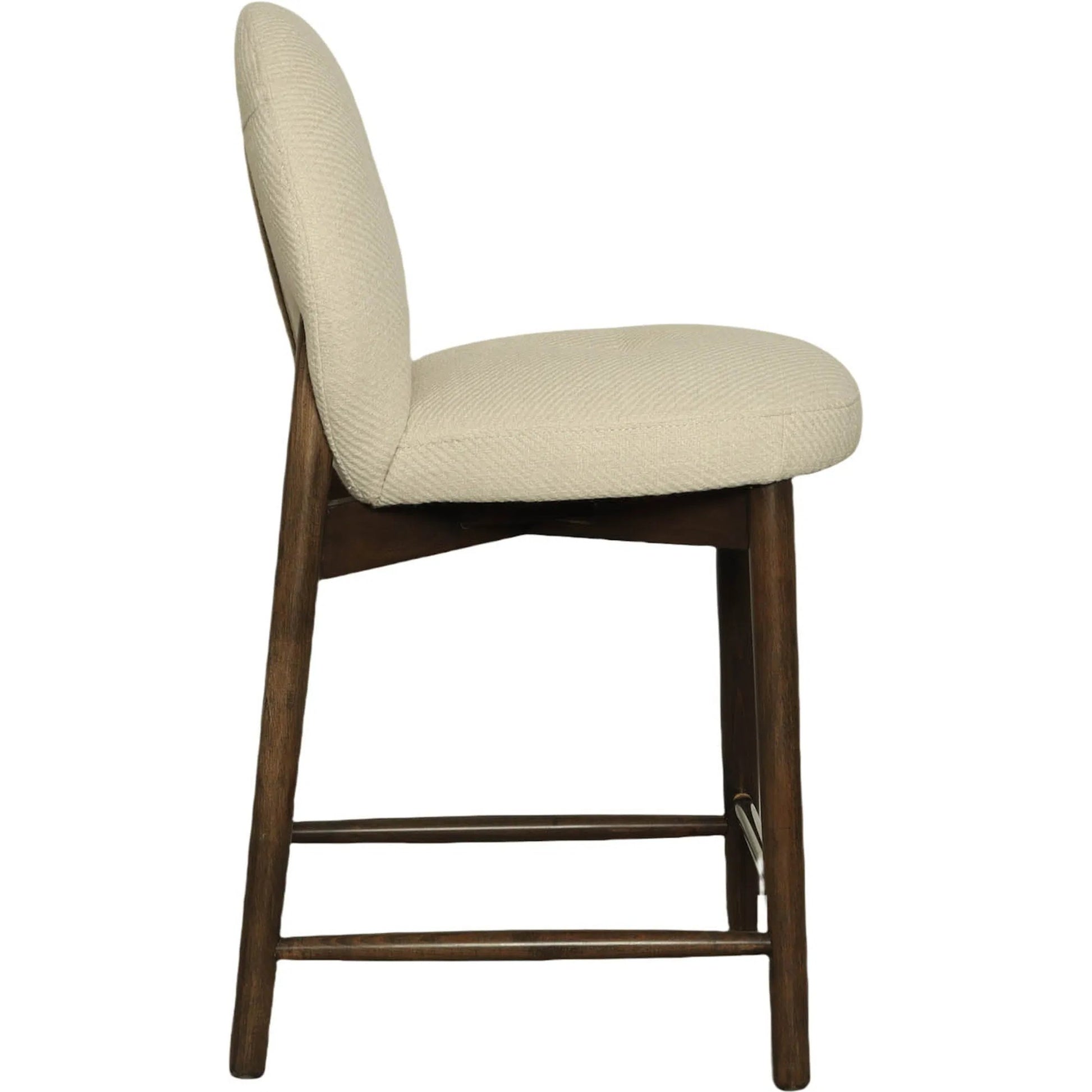 Petite Counter Stool by LH Imports in beige and dark brown. Made from rubberwood, foam, polyester in a transitional style.