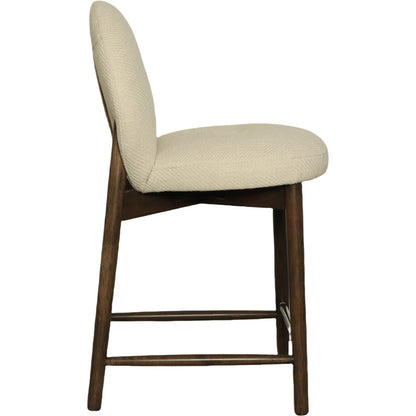 Petite Counter Stool by LH Imports in beige and dark brown. Made from rubberwood, foam, polyester in a transitional style.