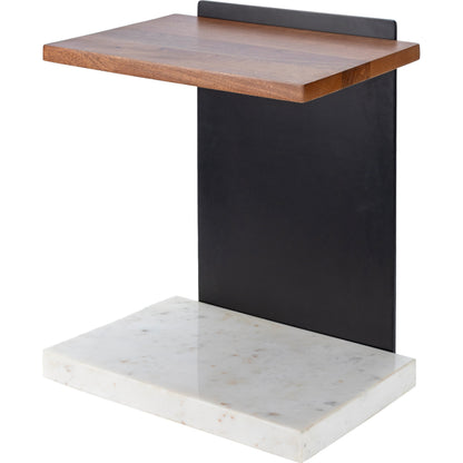 Cordier End Table - 530637 by Surya in black, white, brown. Made from top: mango wood, base: metal, marble in a modern style.