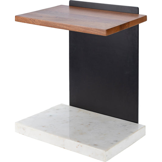 Cordier End Table - 530637 by Surya in top: brown, base: black, white. Made from top: mango wood, base: metal, marble in a modern style.
