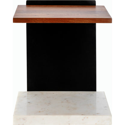 Cordier End Table - 530637 by Surya in black, white, brown. Made from top: mango wood, base: metal, marble in a modern style.