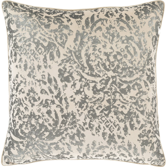 Carrisa Pillow - 15623 by Surya in cream, khaki, metallic - silver. Made from 100% polyester in a modern style.