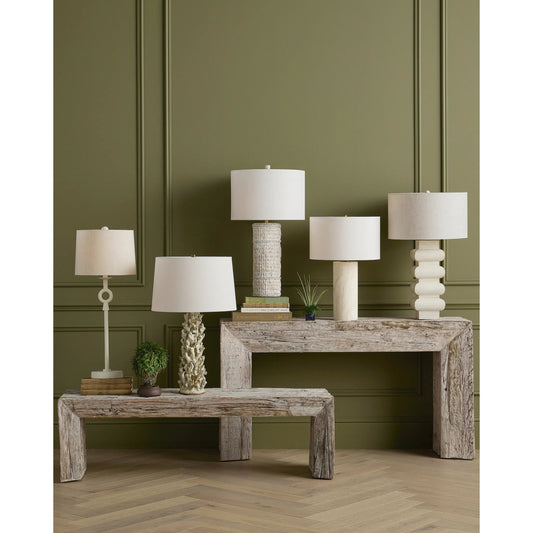 Staghorn Coral Table Lamp by Currey and Company in sunken white. Made from ceramic in a coastal style.
