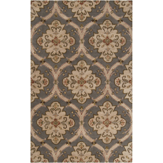 Crowne Rug - 518 by Surya in gray, tan, burnt orange, light beige, dark brown, wheat. Made from 100% wool in a unique style.