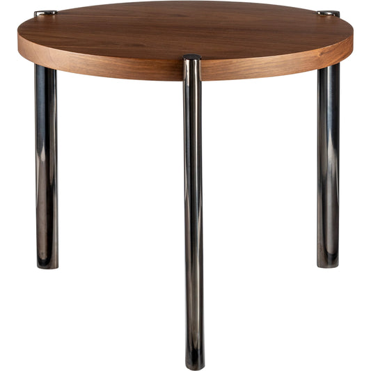 Caro End Table - 497512 by Surya in brown. Made from top: manufactured wood, base: stainless steel in a modern style.