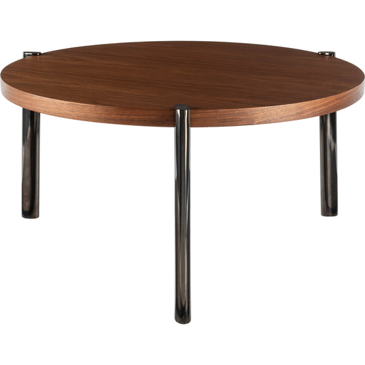 Caro Coffee Table - 497515 by Surya in brown. Made from top: manufactured wood, base: stainless steel in a modern style.