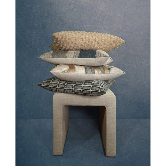 Aspire Pillow by DV Kap Home in blue. Made from 43% viscose, 38% polyester, 19% linen in a unique style.