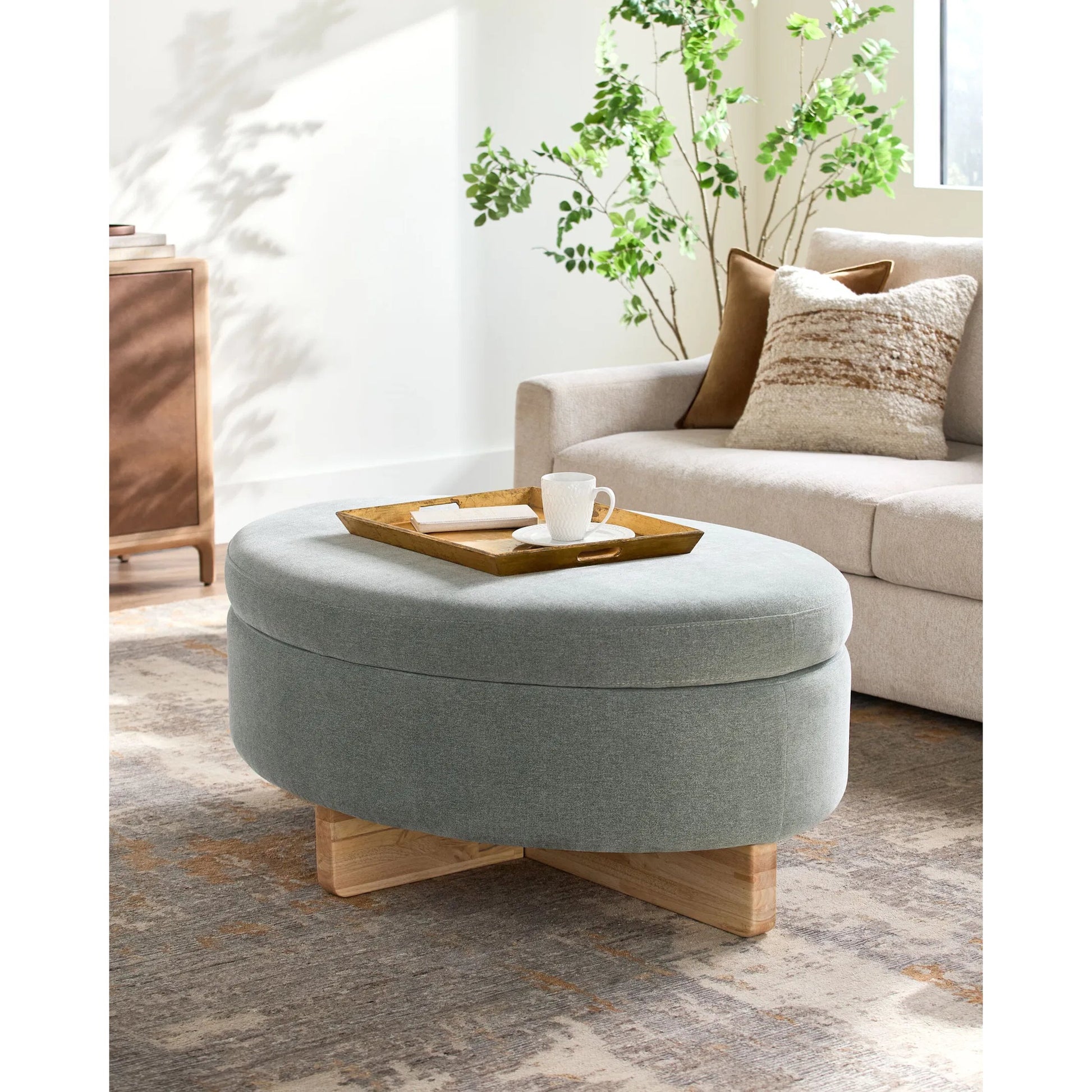 Corson Ottoman 541095 by Surya in painted. Made from polyester, rubber wood, polyester wrapped foam, polyfill in a modern style.