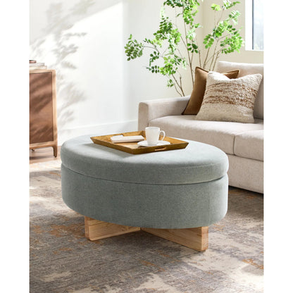Corson Ottoman 541095 by Surya in painted. Made from polyester, rubber wood, polyester wrapped foam, polyfill in a modern style.