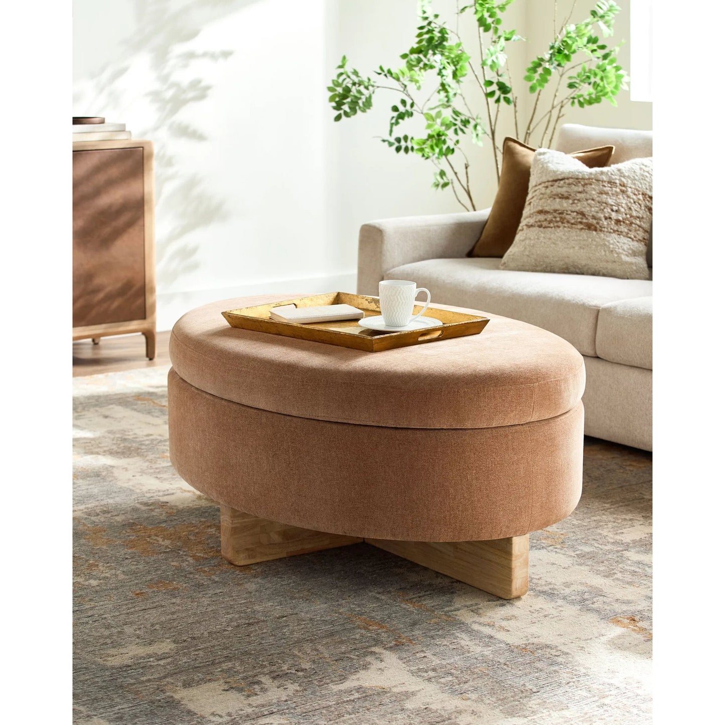 007 SI-2244527 | Lifestyle | Corson Ottoman 541095 by Surya in painted. Made from polyester, rubber wood, polyester wrapped foam, polyfill in a modern style.