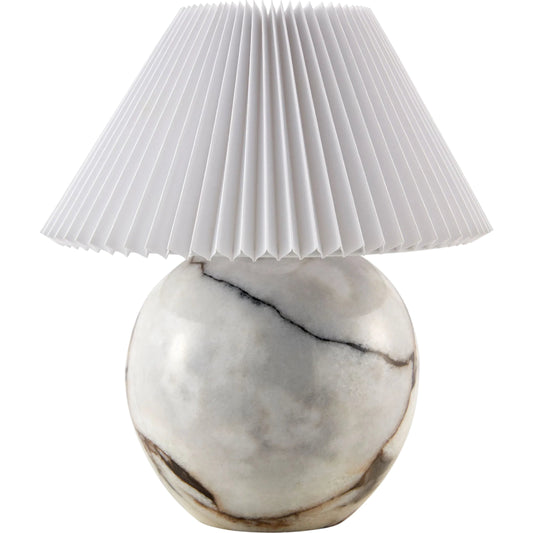 Cerava Pleated Accent Table Lamp by Livabliss in white, brown, translucent and natural. Made from marble, linen, polyester in a unique style.