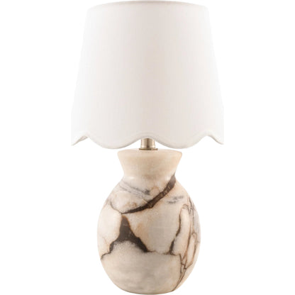 Cerava Accent Table Lamp by Livabliss in natural. Made from marble, linen, polyester in a unique style.