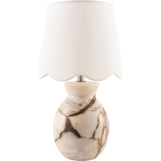 Cerava Accent Table Lamp by Livabliss in natural. Made from marble, linen, polyester in a unique style.